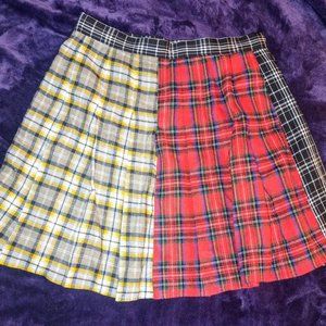 Plaid colorblock skirt